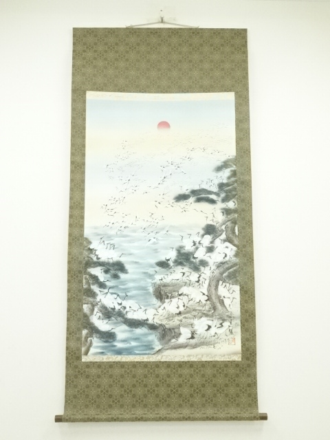 1475 法橋元龍 江戸時代「鶴図」 肉筆 絹本 日本画 掛軸 Yahoo!オークション - 「鶴」日本画 (絵画) の落札相場・落札価格